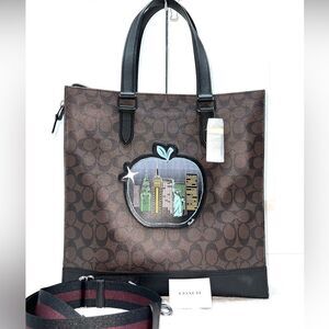 🔥🎁NEW! Coach Graham Tote Handbag Apple Patch Mahoganny Msrp:$528.00